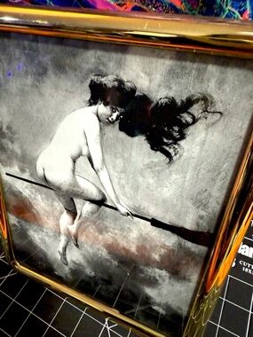 Nude Witch Flying Witch Framed Art Goddess Moon Pagan Mythology Magic